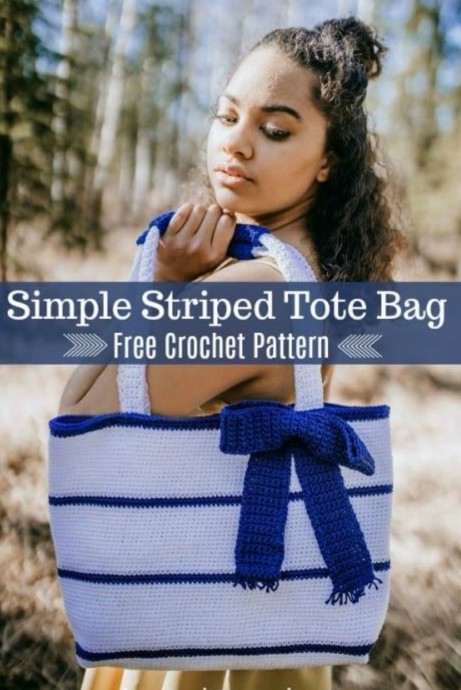 Crochet Striped Tote Bag (Free Pattern)