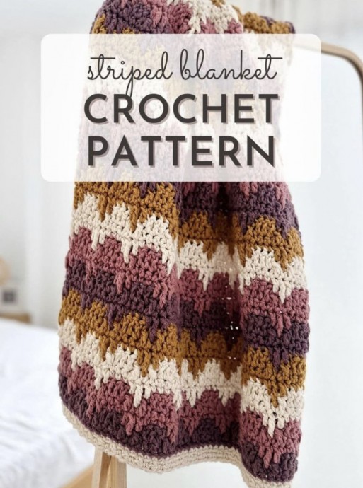 Crochet Striped Chunky Blanket