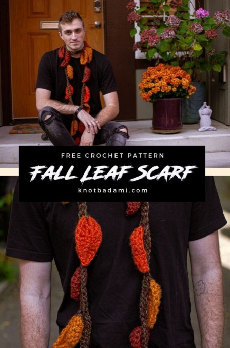 Crochet Fall Leaf Scarf