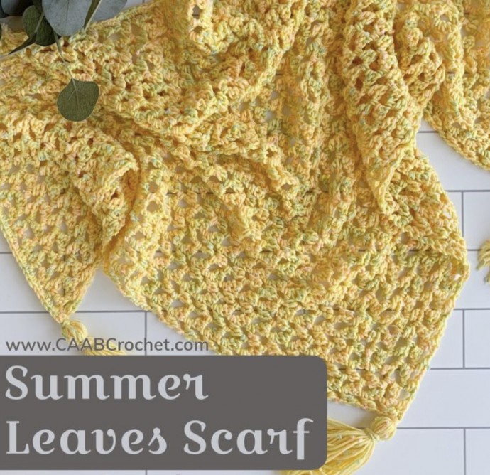 Summer Leaves Triangle Scarf Crochet Pattern (FREE)