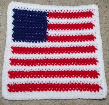 Crochet Row Count Flag Afghan Square