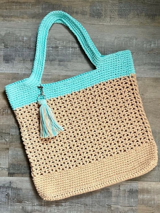 Crochet Sand and Sea Summer Tote Bag