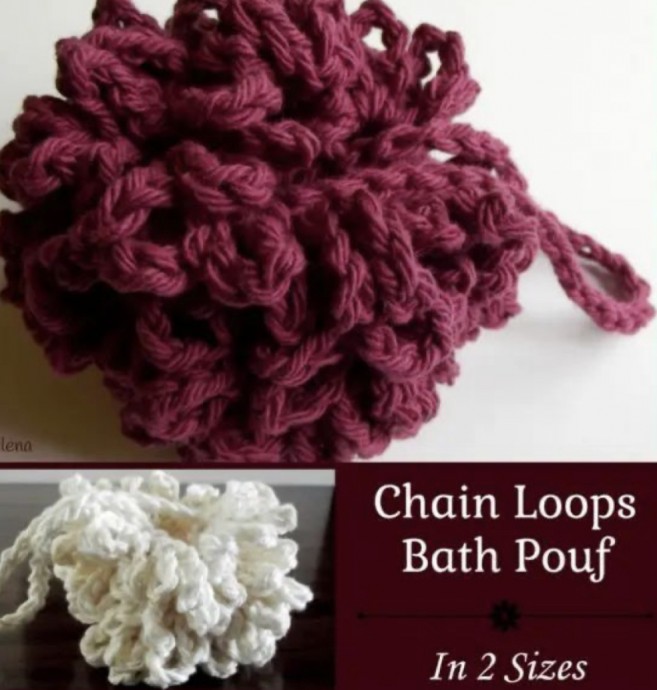 Crochet Chain Loops Bath Pouf