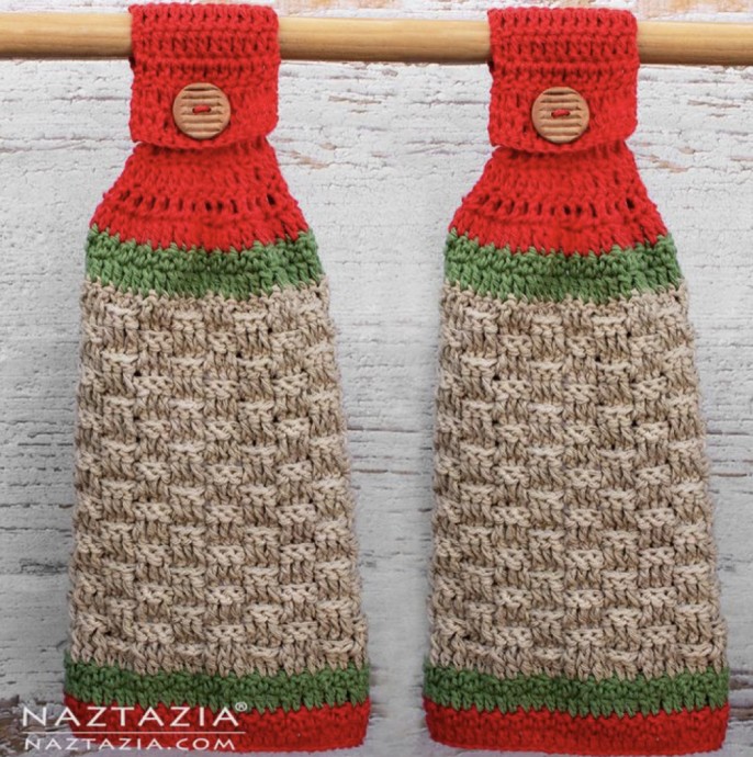 Elevate Your Kitchen Decor with a Handmade Crochet Kitchen Towel with Topper Elevate Your Kitchen Decor with a Handmade Crochet Kitchen Towel with Topper