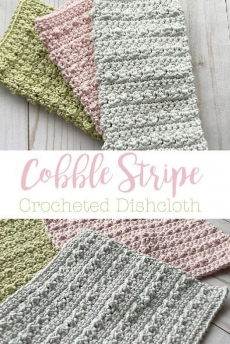 Crochet Cobble Stripe Dishcloth