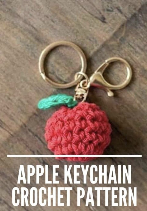 Free Crochet Apple Keychain Pattern