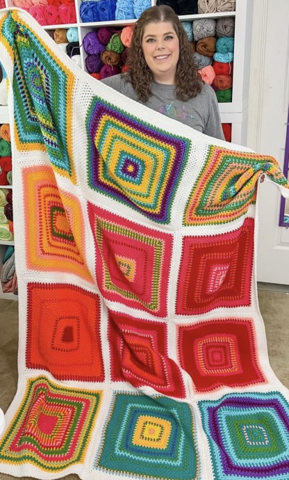 Moss Stitch Square Temperature Blanket Crochet Pattern