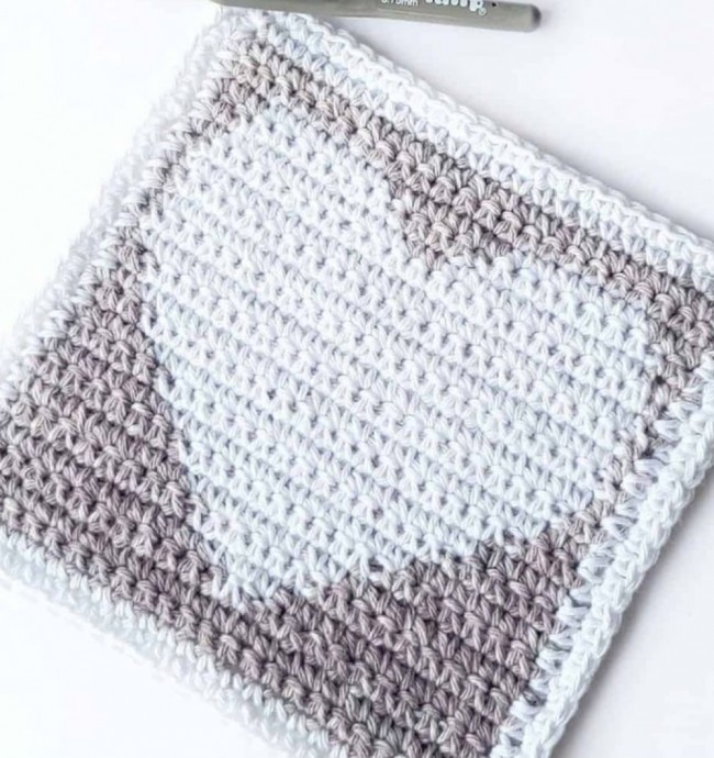 Crochet Heart Dishcloth