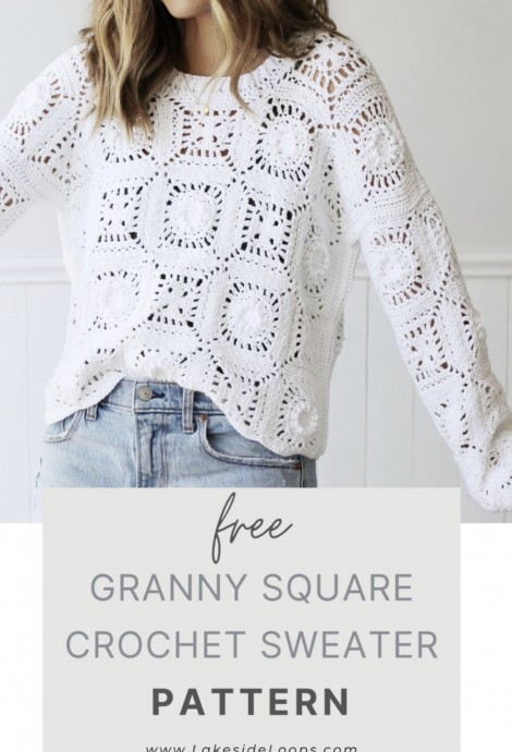 Crochet Granny Square Sweater (Free Pattern)
