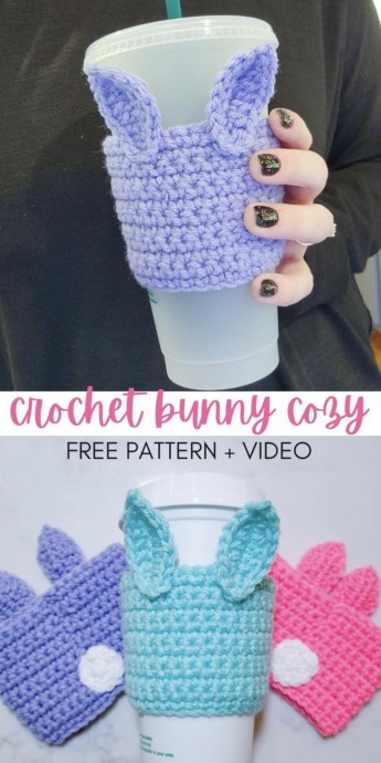 Free Crochet Bunny Cup Cozy Pattern
