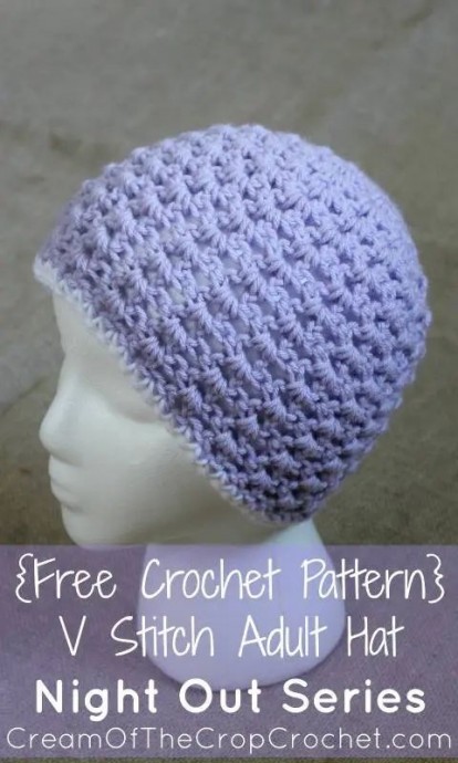 Crochet V-Stitch Adult Hat