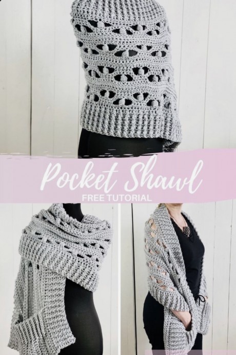 Puff Stitch Pocket Shawl