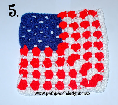 Crochet American Flag 12 Inch Granny Square