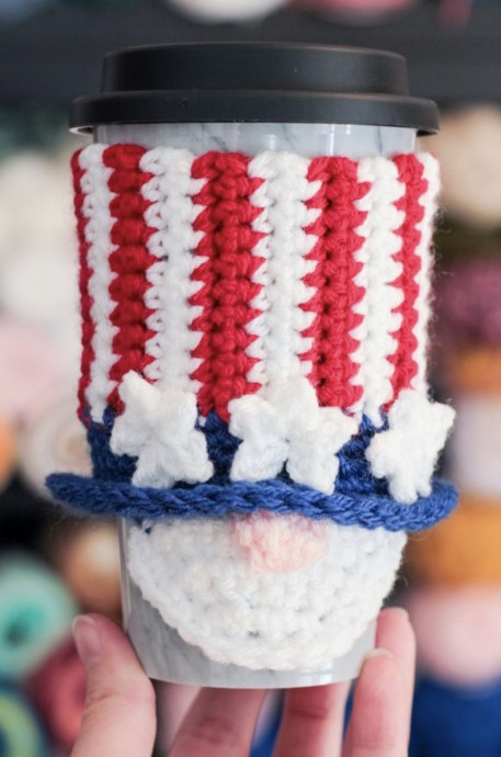 4th of July Gnome Patriotic Cup Cozy