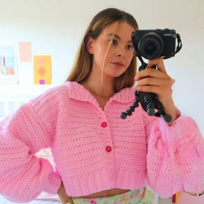 Crochet Balloon Sleeve Cardigan