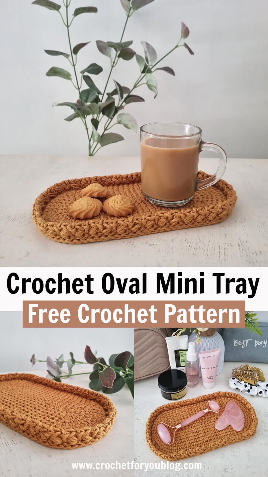 Create a Stylish Oval Mini Crochet Tray: A Perfect DIY Décor Project