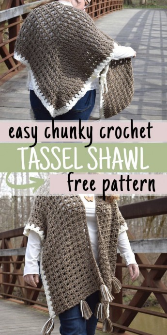 Create a Stylish Crochet Tassel Ruana with Leftover Yarn - Easy DIY Guide Create a Stylish Crochet Tassel Ruana with Leftover Yarn - Easy DIY Guide