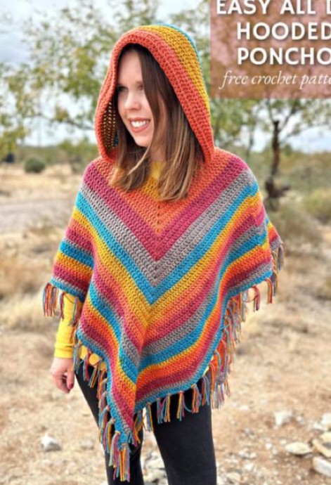 Crochet Double Hooded Poncho