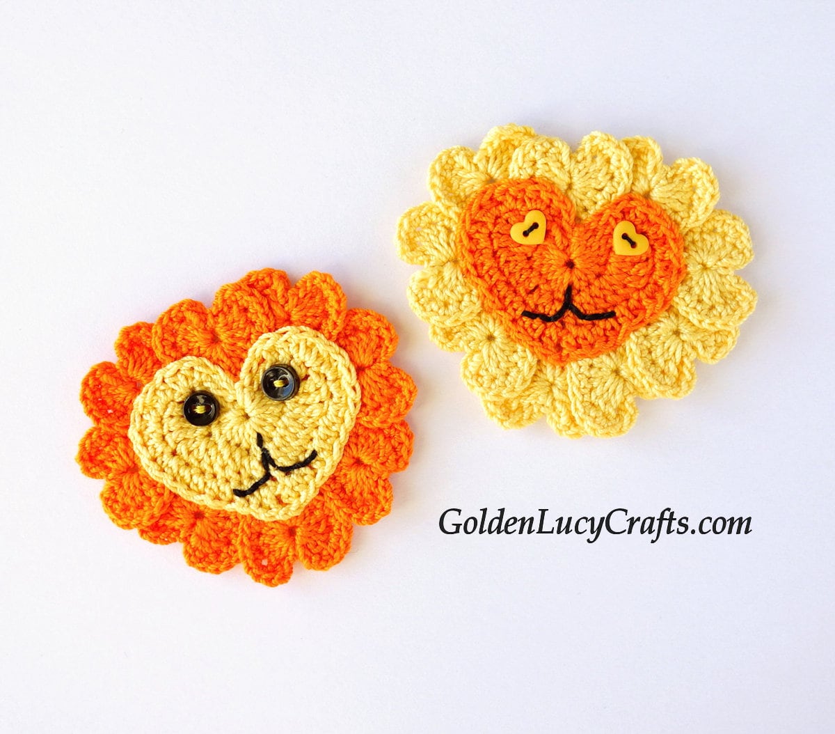Adorable Crochet Lion Applique With Heart-Shaped Mane Tutorial