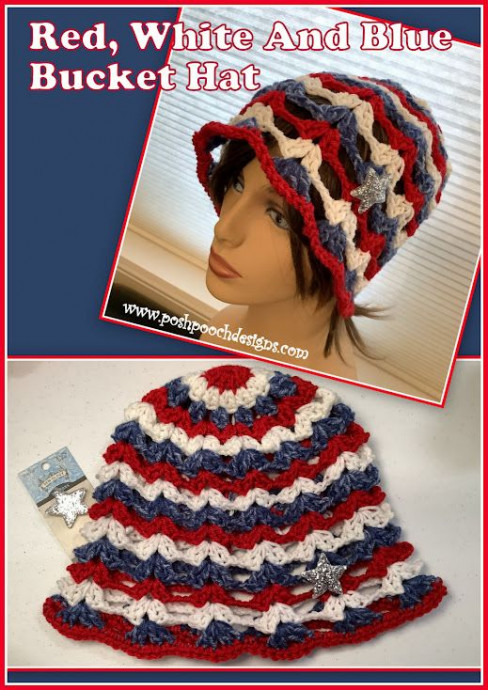 Crochet Red, White And Blue Patriotic Bucket Hat