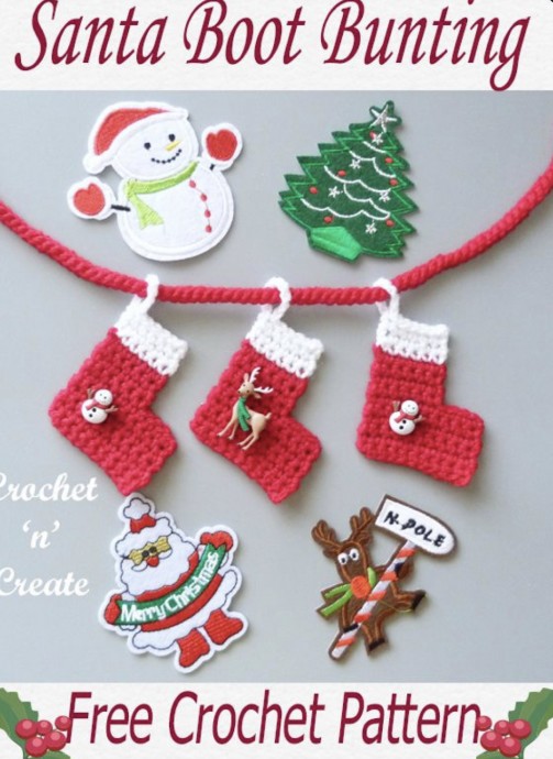 Create Festive Santa Boot Crochet Bunting for Christmas Home Decor Create Festive Santa Boot Crochet Bunting for Christmas Home Decor