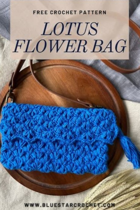 Crochet Lotus Flower Clutch Bag (Free Pattern)