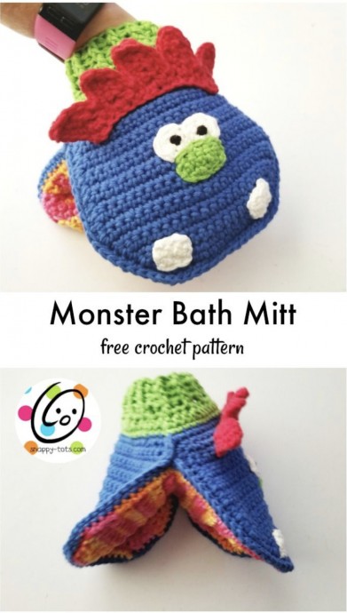 Free Crochet Pattern: Monster Bath Mitt