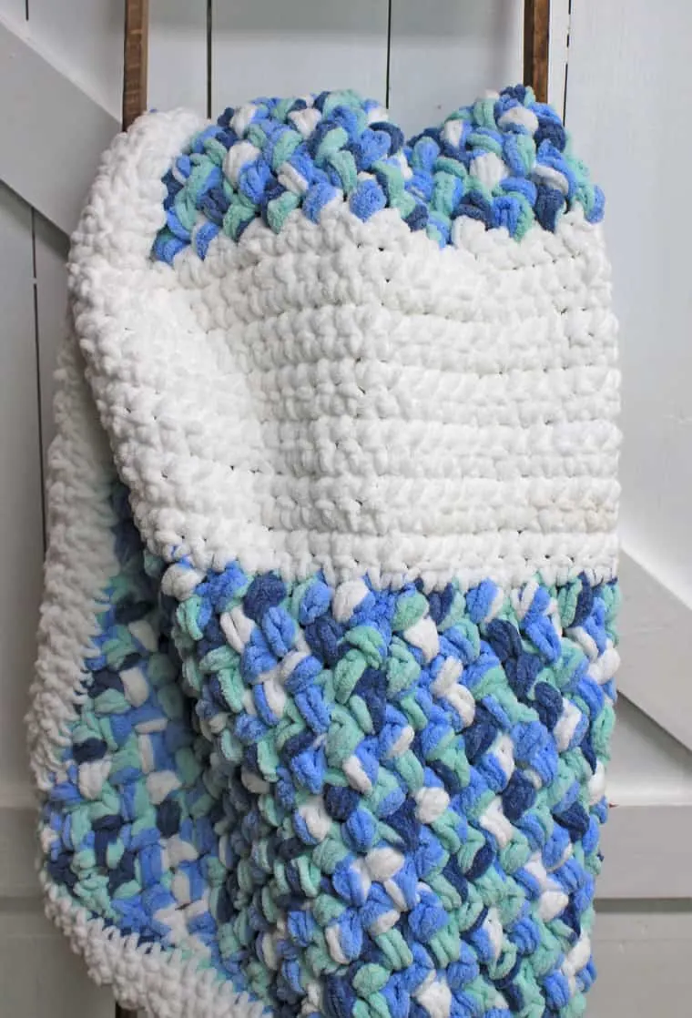 Completed Crochet Seaway Chenille Baby Blanket