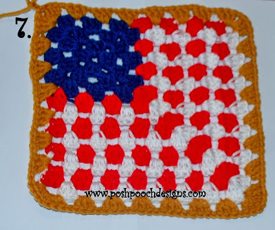 Crochet American Flag 12 Inch Granny Square