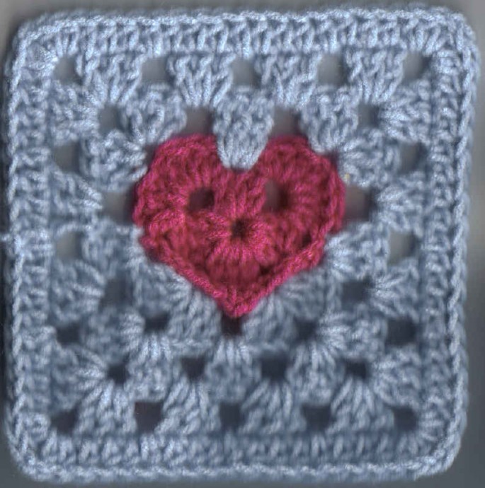 Crochet Granny Heart Square