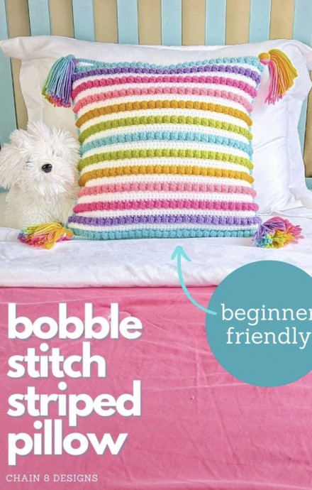 Create a Cozy Bobble Stitch Striped Pillow for Stylish Home Decor Create a Cozy Bobble Stitch Striped Pillow for Stylish Home Decor