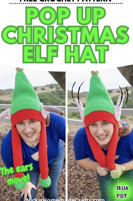 Crochet Christmas Elf Hat with Moving Ears (Free Pattern)