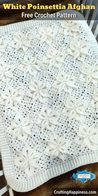 Crochet White Poinsettia Blanket