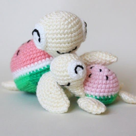 Watermelon Turtle Crochet Ornament