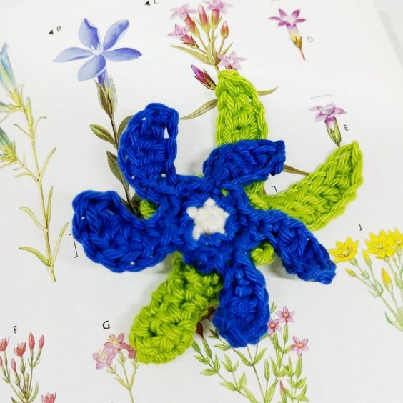 Crochet Spring Gentian Brooch