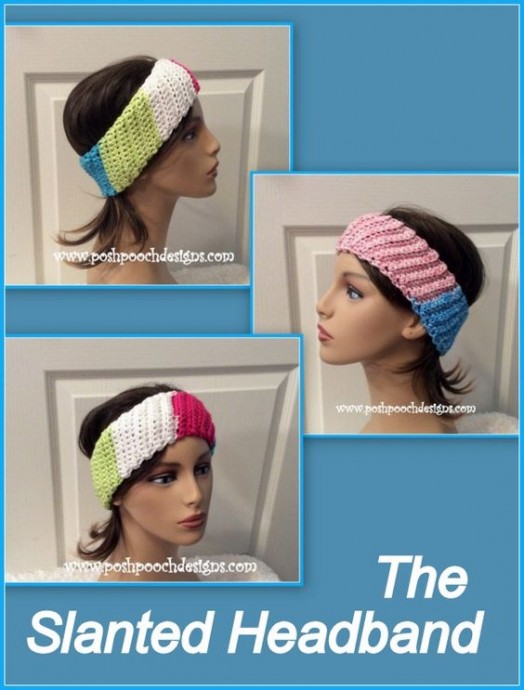 Crochet Slanted Ribbed Headband