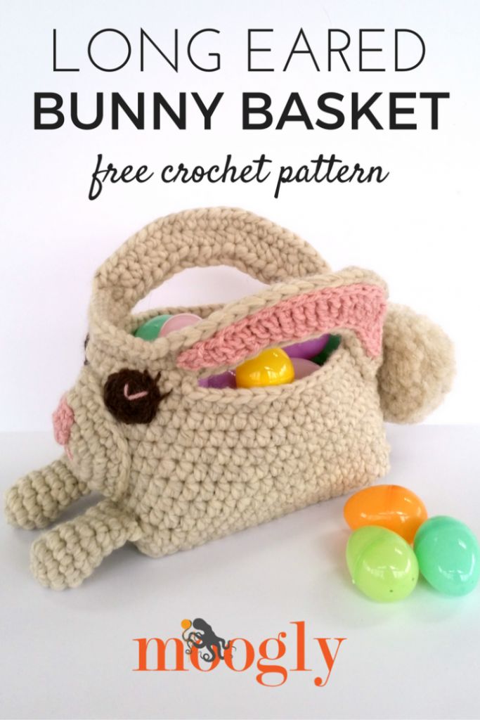 Adorable Crochet Long Eared Bunny Basket - Perfect for Easter Decorations and Gifts