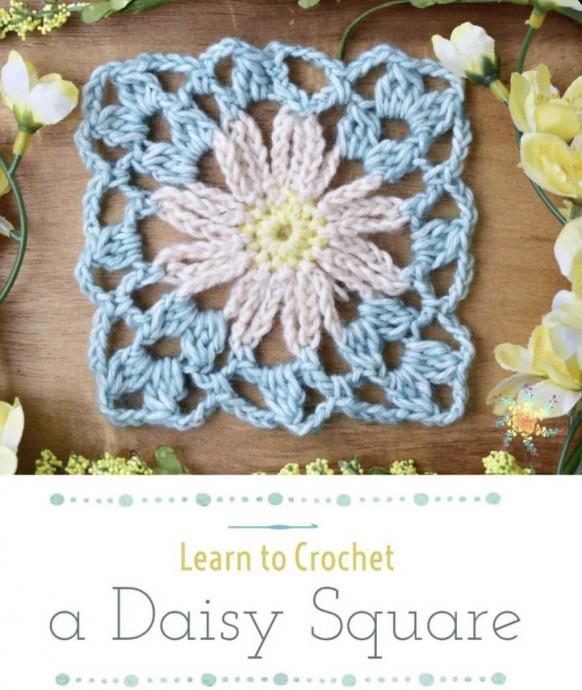 Crochet Daisy Square (Free Pattern)