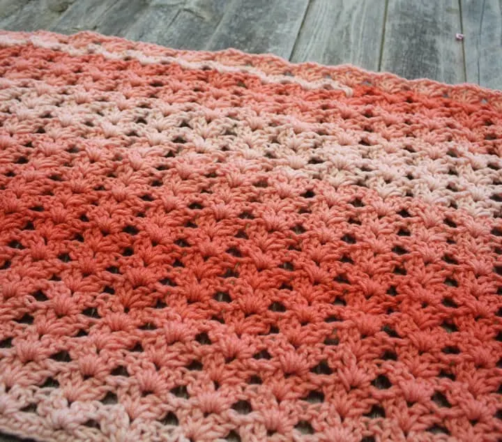 Crochet Coral Gradient Throw Design