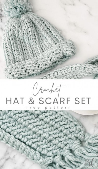 Crochet Hat and Scarf Set (Free Pattern)