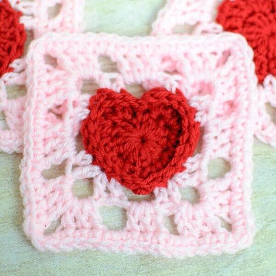 Crochet Heart Granny Square