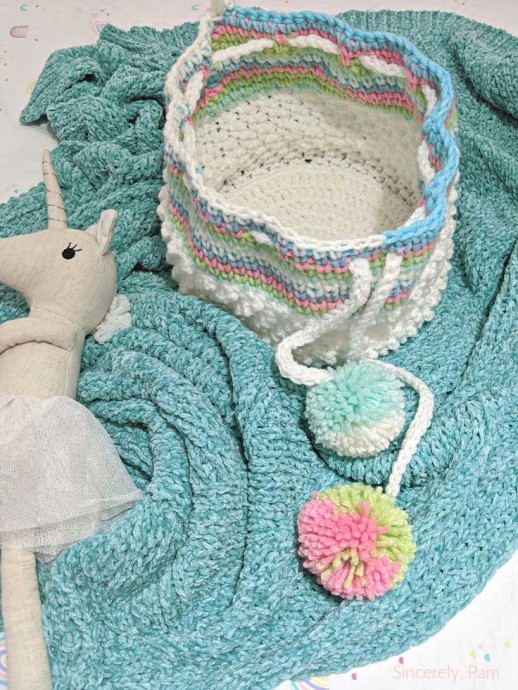 Drawstring Crochet Basket