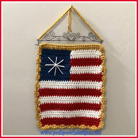 Crochet Patriotic American Flag Yard Sign