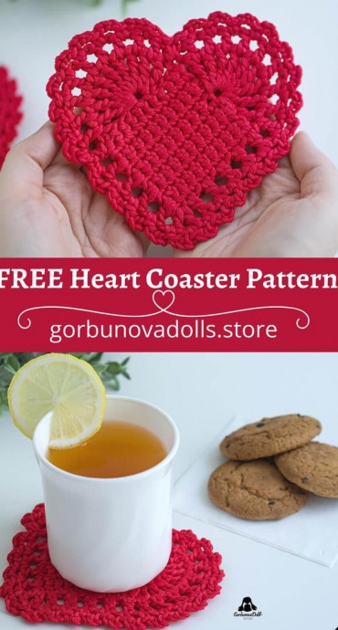Crochet Heart Coaster