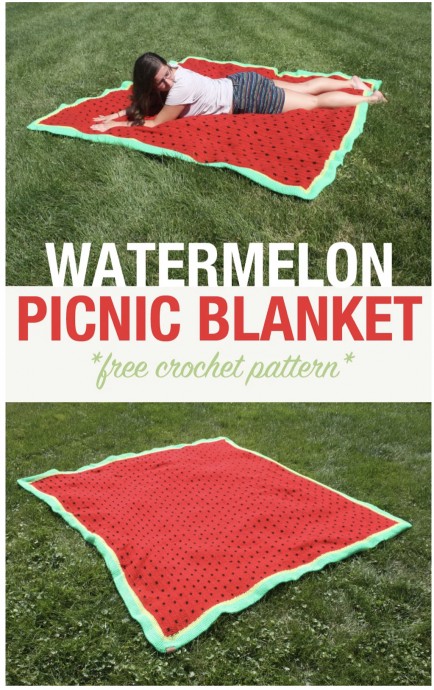 Crochet Watermelon Picnic Blanket