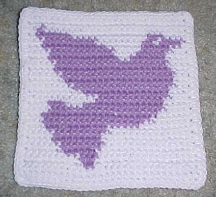 Crochet Row Count Dove Afghan Square