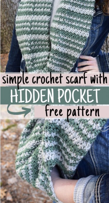 Crochet Hidden Pocket Scarf