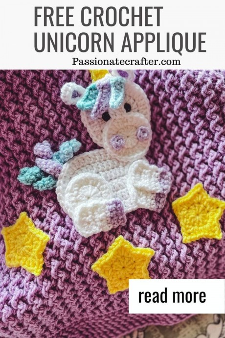 Adorable Crochet Unicorn Applique
