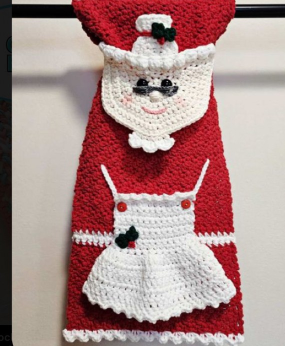 Crochet Mrs. Claus Kitchen Towel