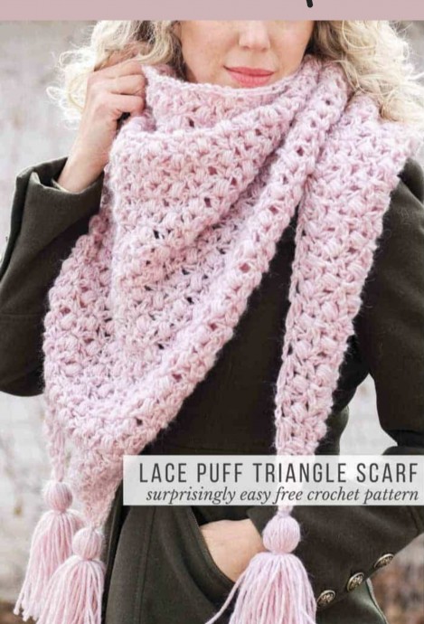 Lace Puff Triangle Crochet Bag
